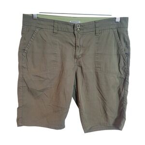 Toad&Co Emilia Shorts Womens 14 Olive Green Organic Cotton Hiking 10 inch Inseam